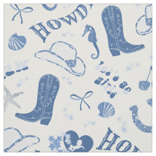 Schattige Girly Blue Coastal Cowgirl esthetisch pa Stof