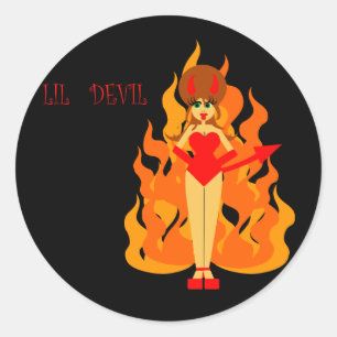 Schattige Girly Devil Afbeelding Ronde Sticker