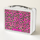 Schattige Girly Hot Roze Zwart Goud Luipaard Print (Achterkant)