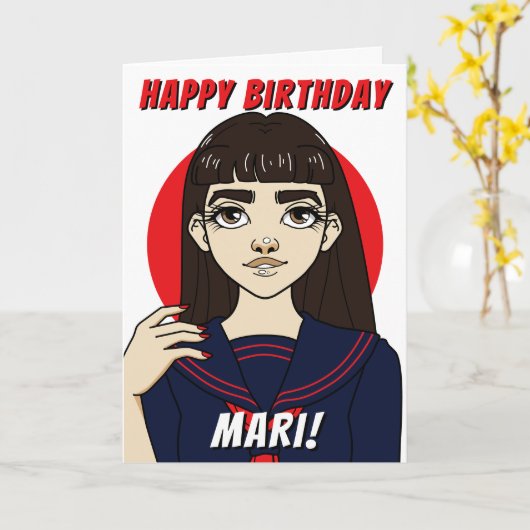 Schattige Girly Japans Meisje Zeiler Uniform Verja Kaart (Gele Bloem)