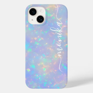 Schattige Girly Luxury Holographic Monogram Case-Mate iPhone 14 Hoesje