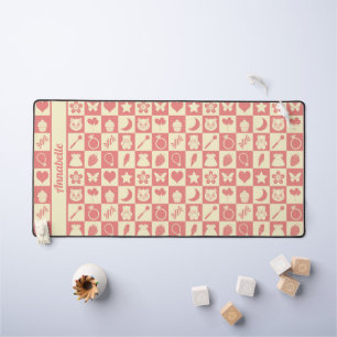 Schattige Girly Modern Roze Geruite Iconen Patroon Bureaumat