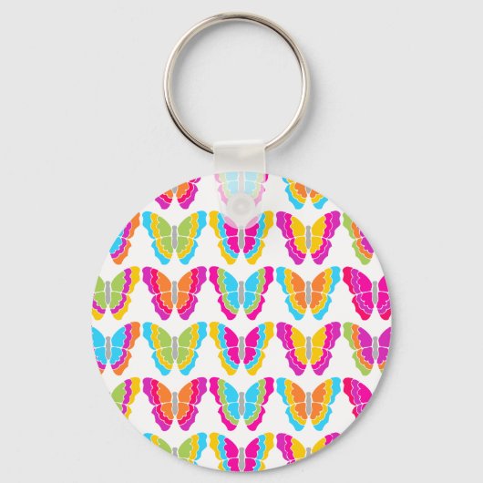 Schattige Girly Multicolor Rainbow Butterfly Patte Sleutelhanger (Voorkant)