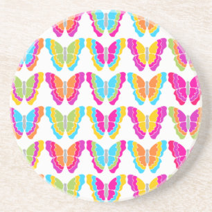 Schattige Girly Multicolor Rainbow Butterfly Patte Zandsteen Onderzetter