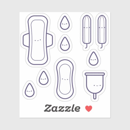 Schattige Girly Pad Tampon Set Eerste Periode Part Sticker (Vel)