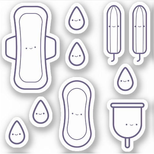 Schattige Girly Pad Tampon Set Eerste Periode Part Sticker (Voorkant)