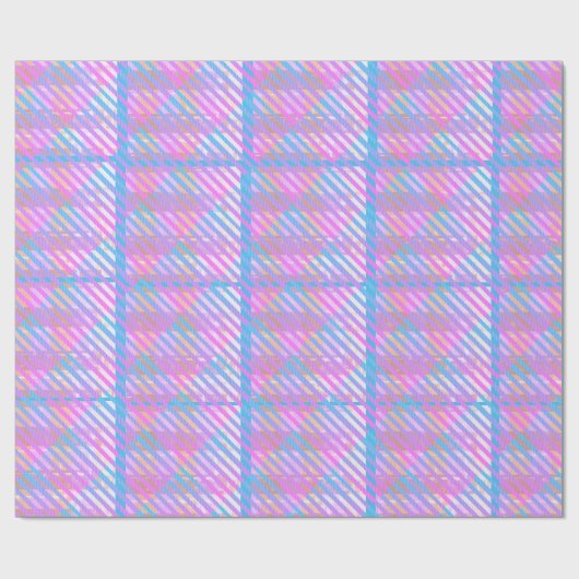 Schattige Girly Pastel Plaid Rainbow Iridescent Cadeaupapier (Vlak)