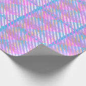 Schattige Girly Pastel Plaid Rainbow Iridescent Cadeaupapier (Hoek)