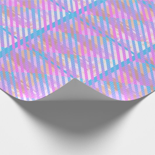 Schattige Girly Pastel Plaid Rainbow Iridescent Cadeaupapier (Hoek)
