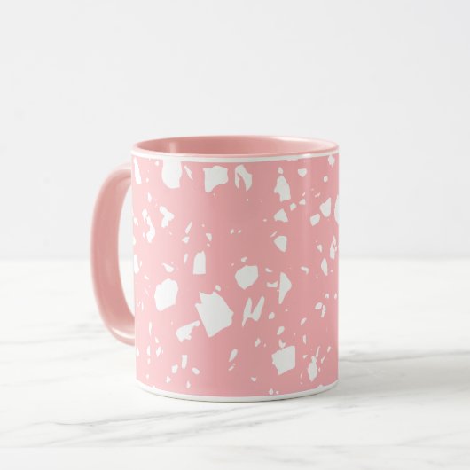Schattige Girly Pastel Roze Wit Abstract Terrazzo Mok (Voorkant links)