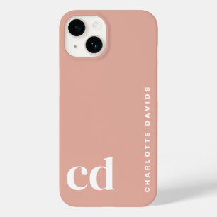 Schattige Girly Peach Monogram Case-Mate iPhone 14 Hoesje