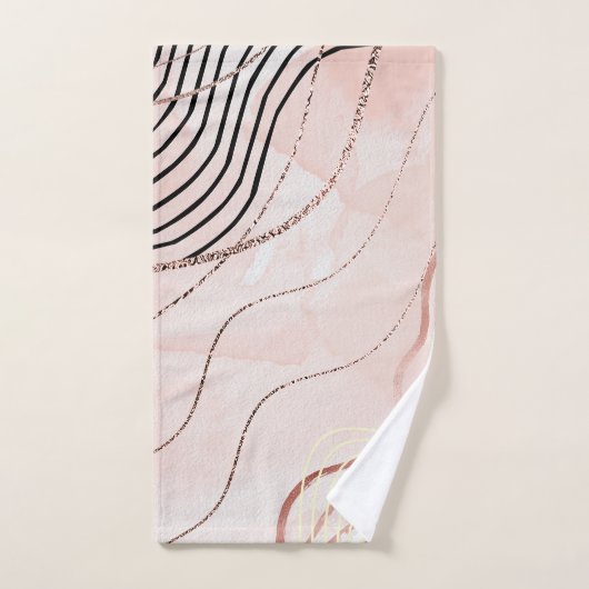 Schattige Girly Pink Bohemian Roos Gold Design Bad Handdoek (Handdoek)