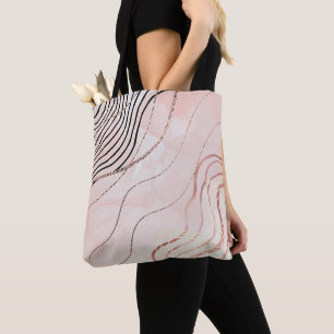 Schattige Girly Pink Bohemian Roos Gold Design Draagtas