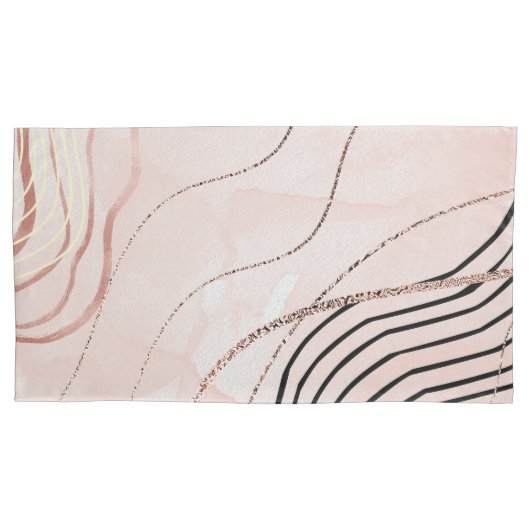 Schattige Girly Pink Bohemian Roos Gold Design Kussensloop (Voorkant-Links)