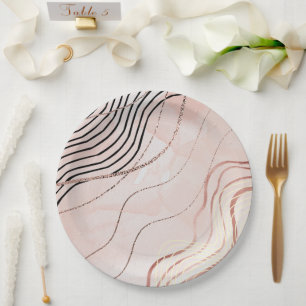 Schattige Girly Pink Bohemian Roos Gold Design Papieren Bordje