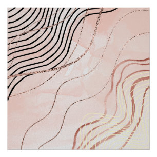 Schattige Girly Pink Bohemian Roos Gold Design Perfect Poster