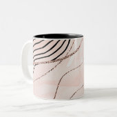 Schattige Girly Pink Bohemian Roos Gold Design Tweekleurige Koffiemok (Voorkant links)