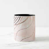 Schattige Girly Pink Bohemian Roos Gold Design Tweekleurige Koffiemok (Center)