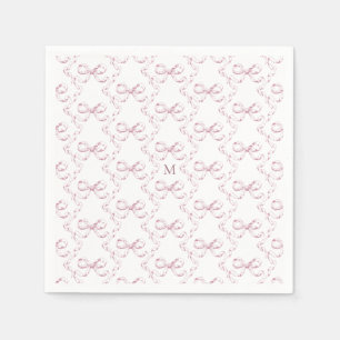 Schattige Girly Pink Bow Monogram Servet