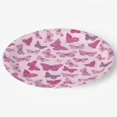 Schattige Girly Pink Butterfly Pattern Monogram Papieren Bordje (Gekanteld)