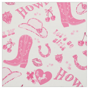 Schattige Girly Pink Cowgirl esthetisch patroon Stof