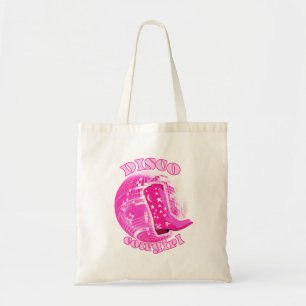 Schattige Girly Pink Disco Ball Cowgirl Boot Tote Bag