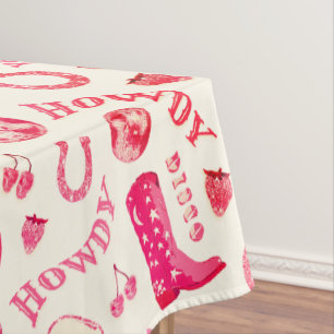 Schattige Girly Pink Disco Cowgirl Esthetisch Tafelkleed