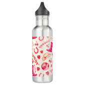 Schattige Girly Pink Disco Cowgirl Naam Monogram Waterfles (Links)