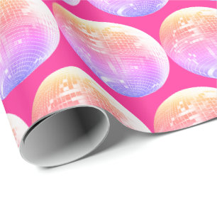 Schattige Girly Pink Disco Mirrorball Cadeaupapier