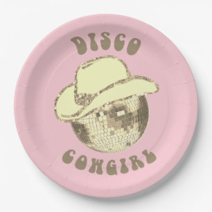 Schattige Girly Pink Gold Disco Cowgirl Glitter Papieren Bordje