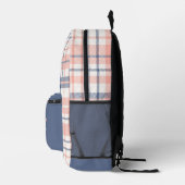 Schattige Girly Roze en Blauw Plaid Monogram Bedrukte Rugzak (Rechts)