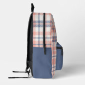 Schattige Girly Roze en Blauw Plaid Monogram Bedrukte Rugzak (Links)