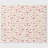 Schattige Girly Roze Paddenstoelenpatroon Cadeaupapier (Vlak)