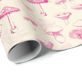 Schattige Girly Roze Paddenstoelenpatroon Cadeaupapier (Rol Hoek)