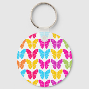 Schattige Girly Vibrant Regenboog Vlinderpatroon Sleutelhanger