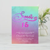 Schattige Glam holografische glitter script ombre Kaart (Staand voorkant)