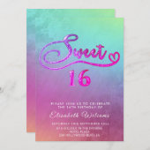 Schattige Glam holografische glitter script ombre Kaart (Voorkant / Achterkant)