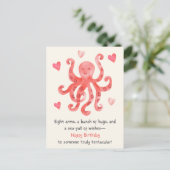 Schattige glimlach rode octopus harten gefelicitee briefkaart (Staand voorkant)