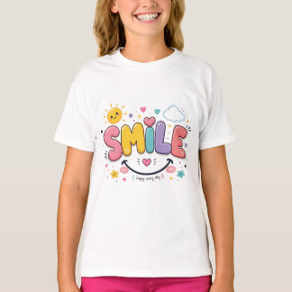 Schattige glimlach typografie kunst - Gelukkig elk T-shirt