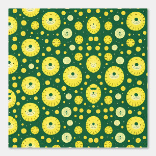 Schattige glimlachend zon- en bloemenpatroon behang