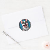 Schattige Glimlachende Bull Terrier 🐾 Vrolijke Ho Ronde Sticker (Envelop)