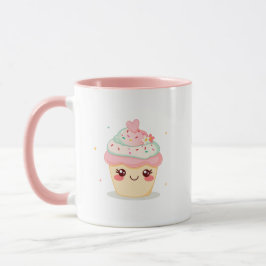 Schattige glimlachende cupcake mok