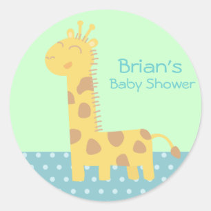 Schattige glimlachende giraffe met stippen vloer ronde sticker