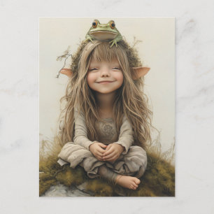 Schattige glimlachende Happy Fairy Frog Briefkaart