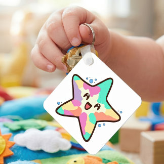 Schattige glimlachende Kawaii bab zeester met bubb Sleutelhanger