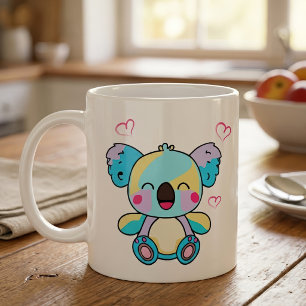 Schattige glimlachende Kawaii Baby Koala met Liefd Koffiemok