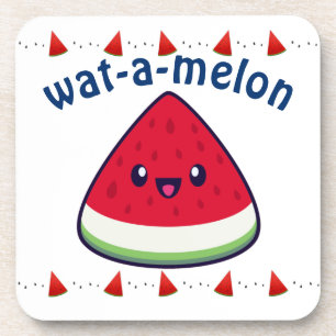 Schattige Glimlachende Kawaii Watermeloen  Bier Onderzetter