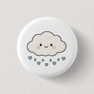 Schattige glimlachende regenwolk die harten regent ronde button 3,2 cm