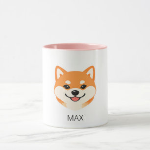 Schattige glimlachende Shiba Inu-hond met eigen na Mok