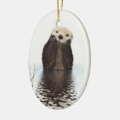 Schattige glimlende Otter in het meer Keramisch Ornament (Links)